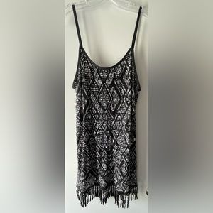 BECCA SLIP DRESS OR LINED COVERUP IN BLACK/WHITE W/ ADJUSTABLE STRAPS SIZE 6/8